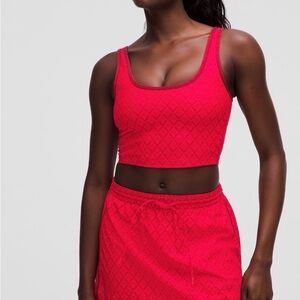 Lululemon Red Textured Crop Mesh Tank XS